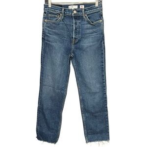 Re/Done Originals Comfort Stretch HighRise StovePipe Jeans Tapered Frayed Hem